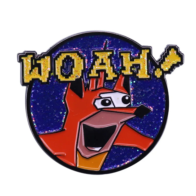 Retro 90's Gaming Cool Crash Bandicoot Brooch Collection Woah! Aku Aku Mask Badge Honest Adventure Video Game Fans gift