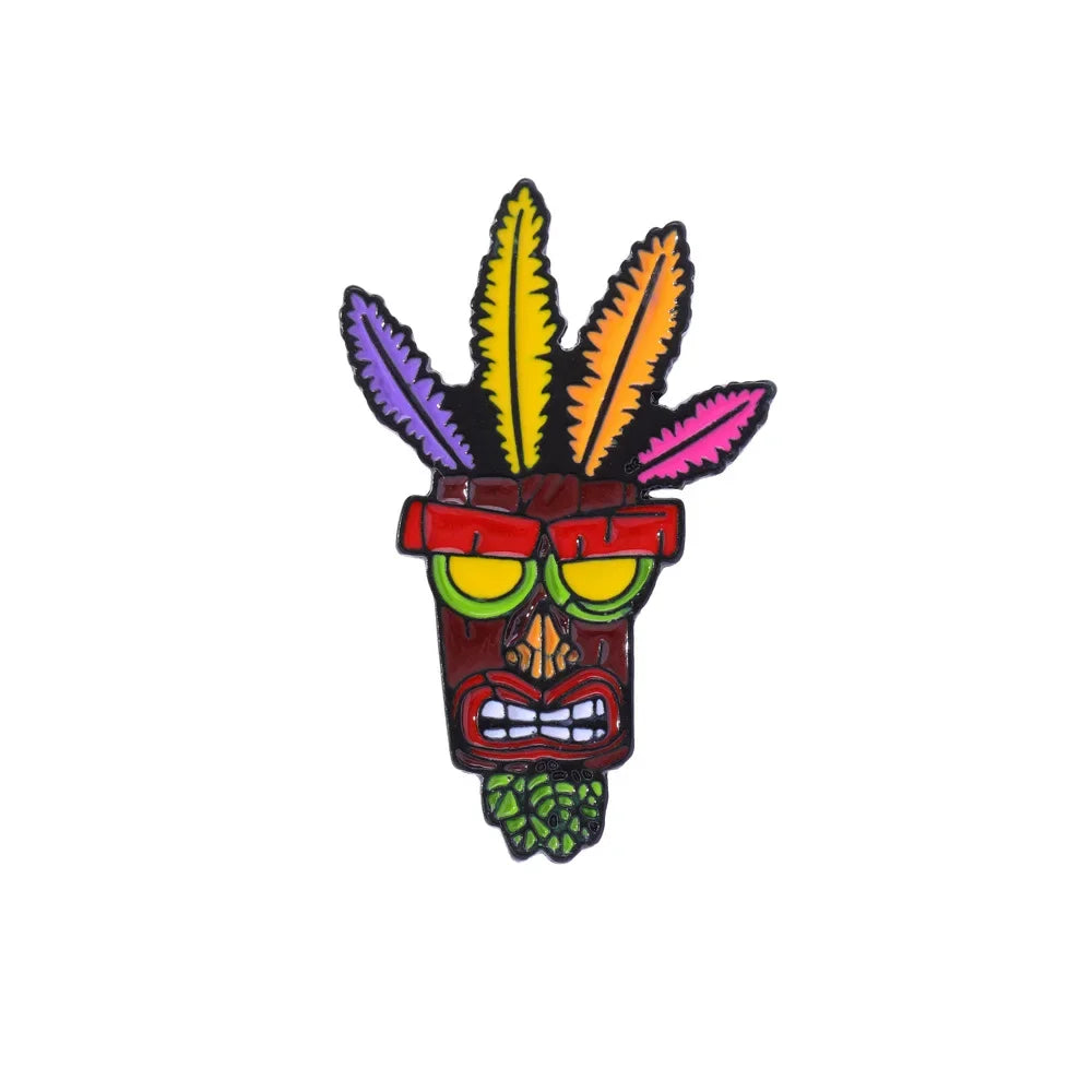 Anime Crash Bandicoot Mask Badge Game Character Brooch Bag Clothing Pin Accessories Wholesale Gifts for Friends