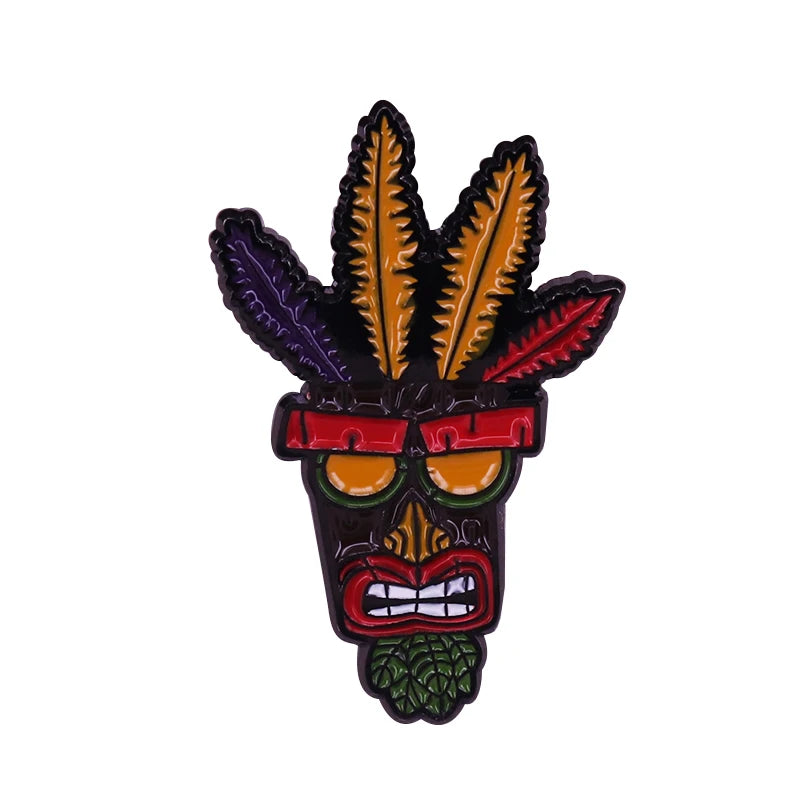 Retro 90's Gaming Cool Crash Bandicoot Brooch Collection Woah! Aku Aku Mask Badge Honest Adventure Video Game Fans gift