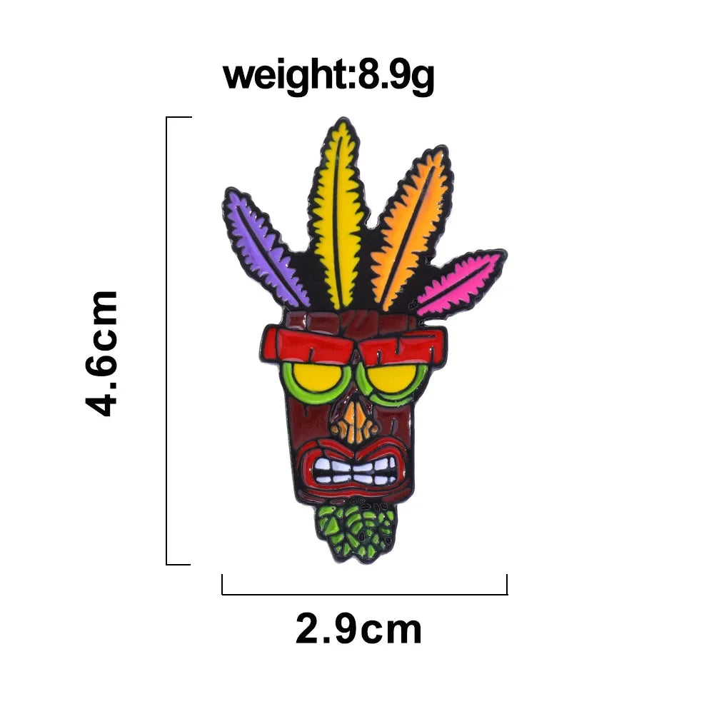 Anime Crash Bandicoot Mask Badge Game Character Brooch Bag Clothing Pin Accessories Wholesale Gifts for Friends