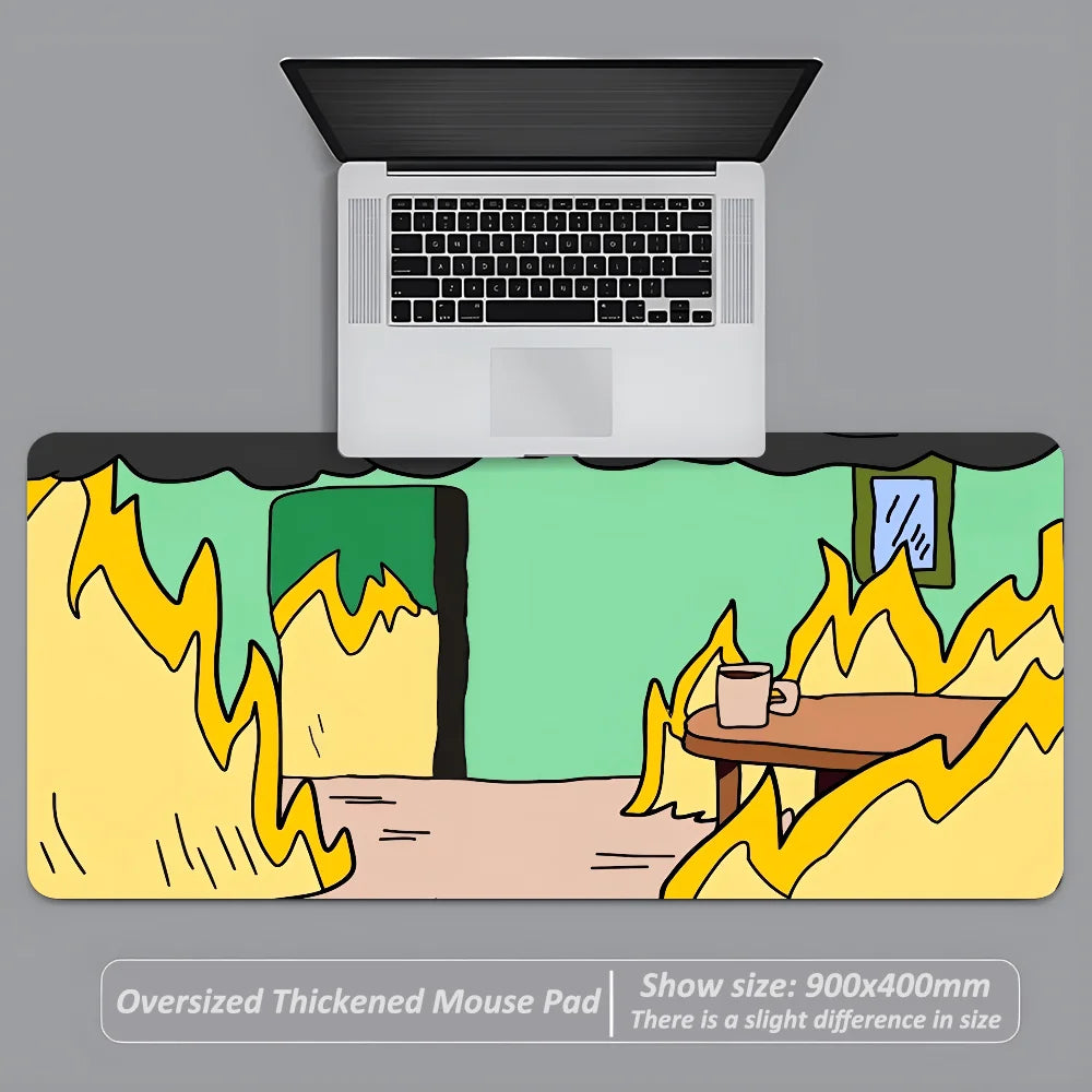 This Is Fine Dog Dachshund Mousepad 900x400mm Large Anti-Slip Mouse Pad Stitched Edges Mat Game Desk Laptop Gaming Keyboard Pad