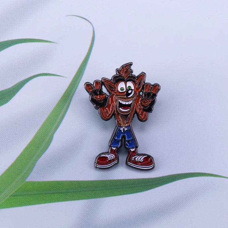 Retro 90's Gaming Cool Crash Bandicoot Brooch Collection Woah! Aku Aku Mask Badge Honest Adventure Video Game Fans gift