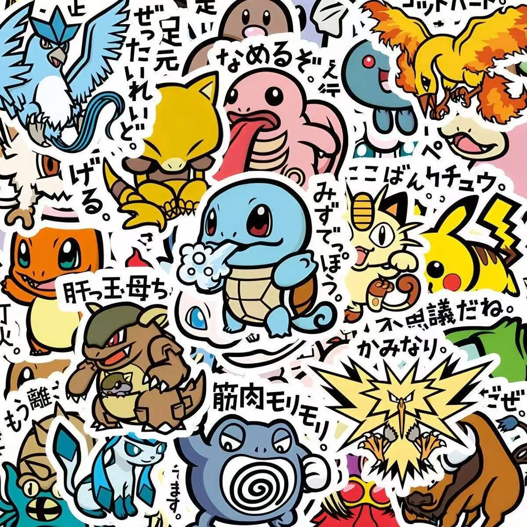 56PCS Cute Anime Pokemon Stickers Cartoon Pikachu Sealing Decoration DIY Laptop Decals Graffiti Sticker Reward Gift Kid Toy